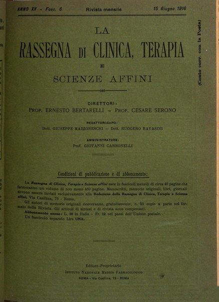 La rassegna di clinica, terapia e scienze affini