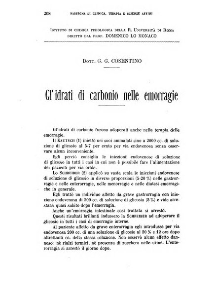 La rassegna di clinica, terapia e scienze affini