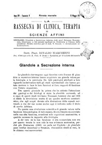 La rassegna di clinica, terapia e scienze affini