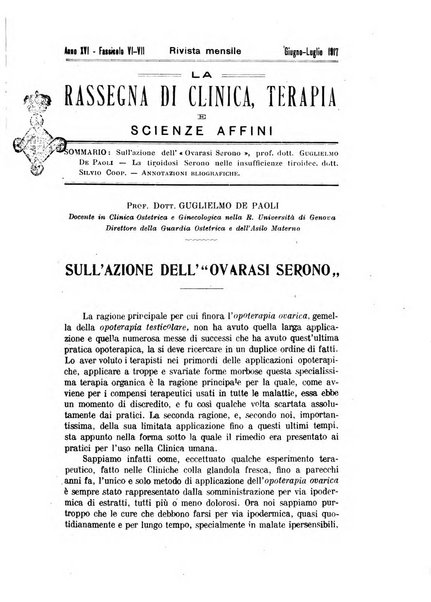 La rassegna di clinica, terapia e scienze affini