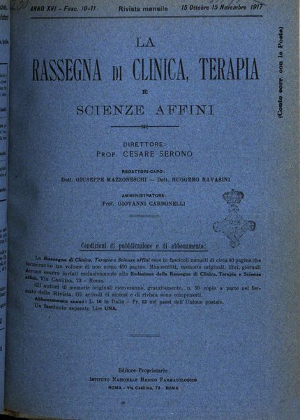 La rassegna di clinica, terapia e scienze affini