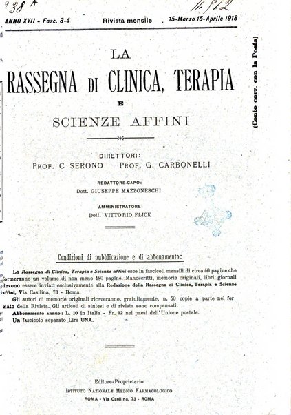 La rassegna di clinica, terapia e scienze affini