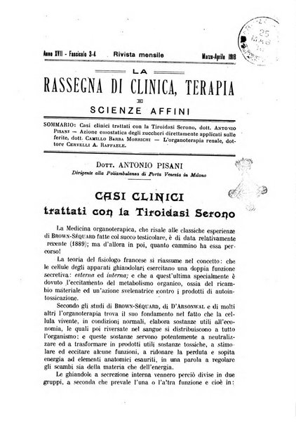 La rassegna di clinica, terapia e scienze affini