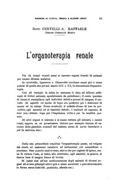 La rassegna di clinica, terapia e scienze affini