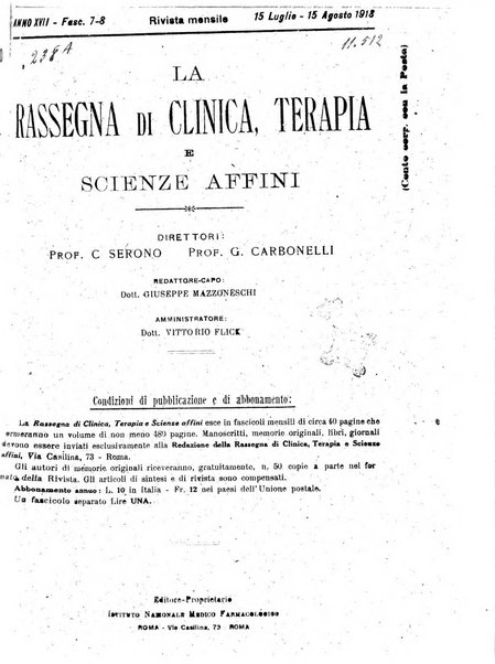 La rassegna di clinica, terapia e scienze affini