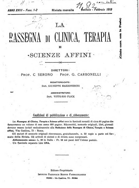 La rassegna di clinica, terapia e scienze affini