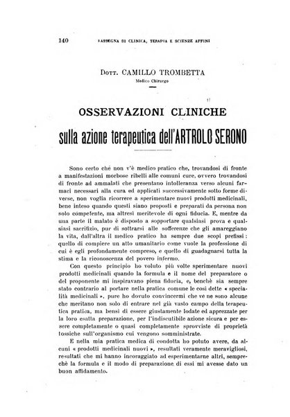 La rassegna di clinica, terapia e scienze affini