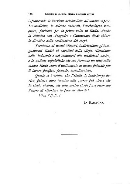 La rassegna di clinica, terapia e scienze affini