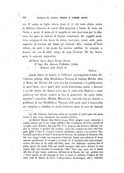 La rassegna di clinica, terapia e scienze affini