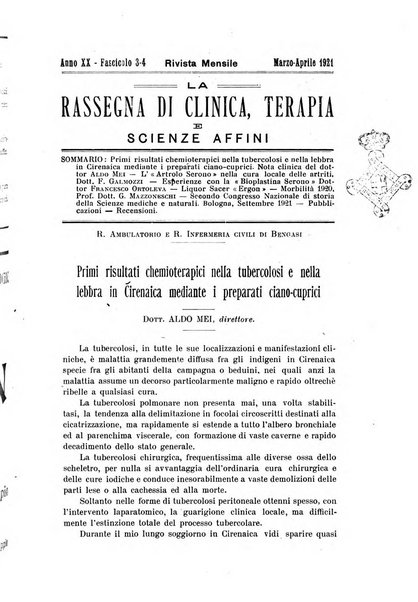 La rassegna di clinica, terapia e scienze affini