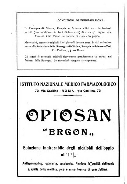 La rassegna di clinica, terapia e scienze affini