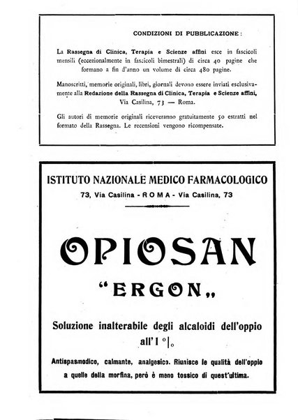 La rassegna di clinica, terapia e scienze affini