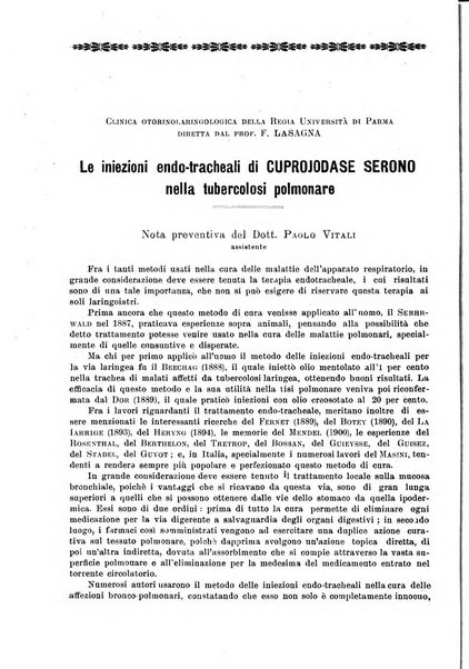 La rassegna di clinica, terapia e scienze affini