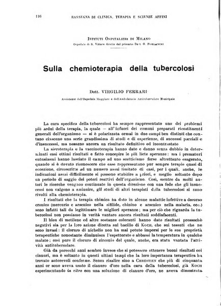 La rassegna di clinica, terapia e scienze affini