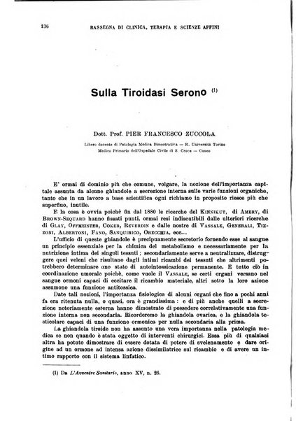 La rassegna di clinica, terapia e scienze affini