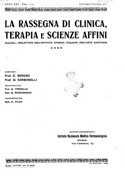 La rassegna di clinica, terapia e scienze affini