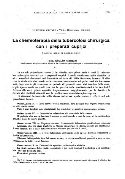 La rassegna di clinica, terapia e scienze affini