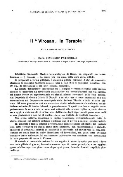 La rassegna di clinica, terapia e scienze affini