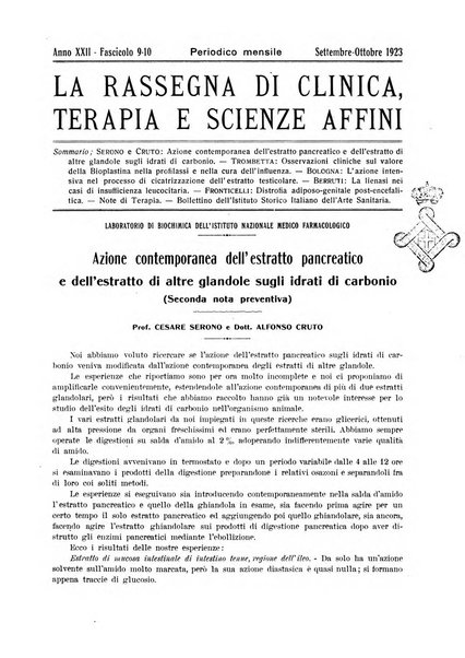 La rassegna di clinica, terapia e scienze affini