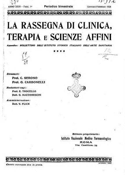 La rassegna di clinica, terapia e scienze affini