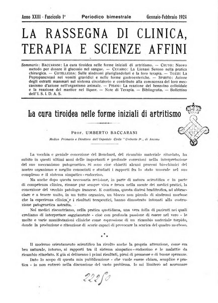 La rassegna di clinica, terapia e scienze affini