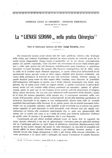 La rassegna di clinica, terapia e scienze affini