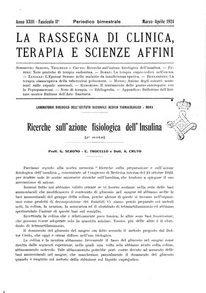 La rassegna di clinica, terapia e scienze affini