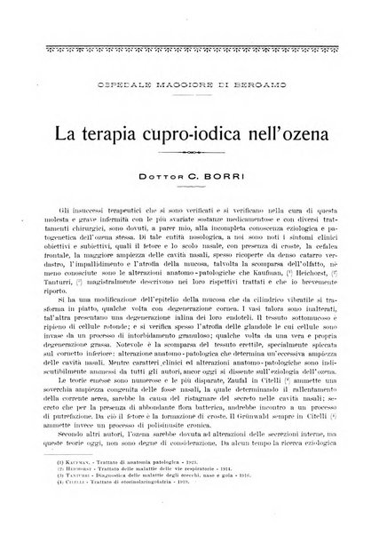 La rassegna di clinica, terapia e scienze affini