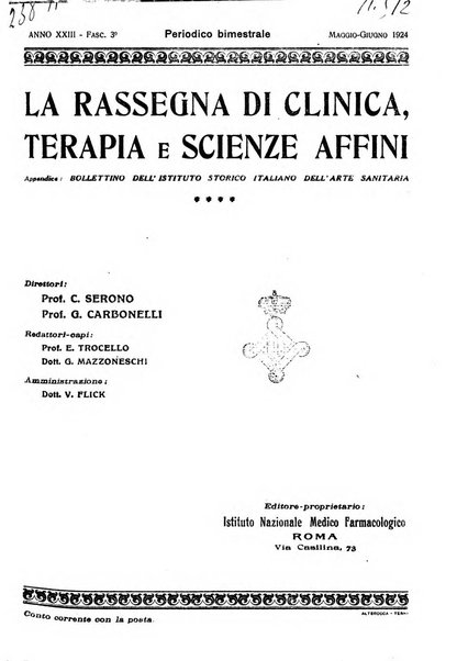 La rassegna di clinica, terapia e scienze affini