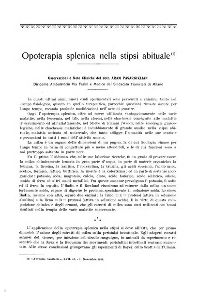 La rassegna di clinica, terapia e scienze affini