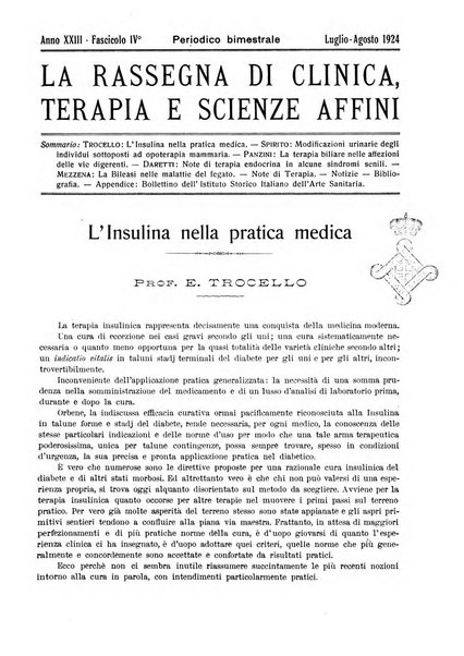 La rassegna di clinica, terapia e scienze affini