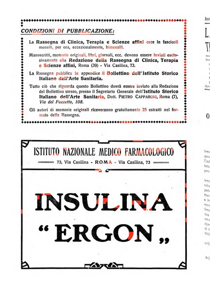 La rassegna di clinica, terapia e scienze affini