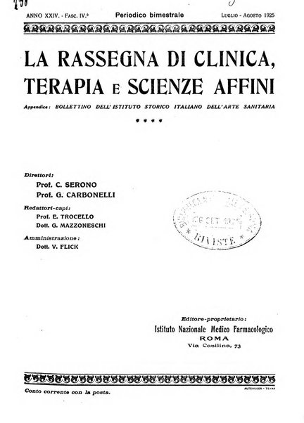 La rassegna di clinica, terapia e scienze affini