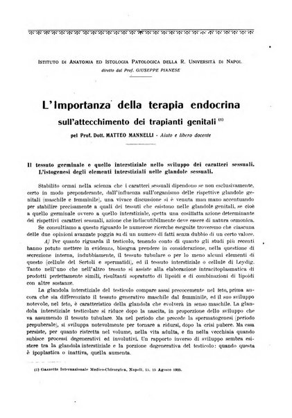 La rassegna di clinica, terapia e scienze affini