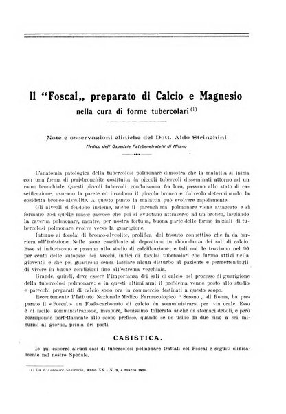 La rassegna di clinica, terapia e scienze affini