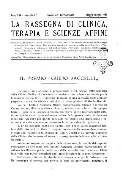 La rassegna di clinica, terapia e scienze affini