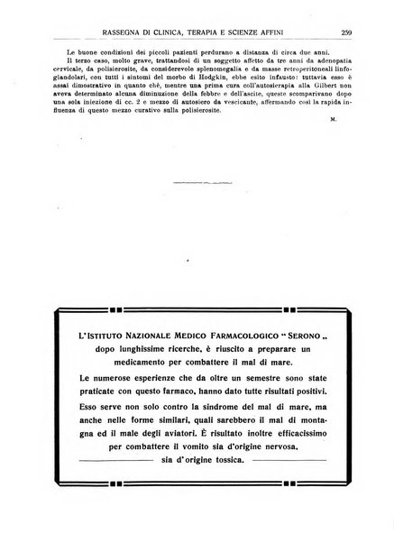 La rassegna di clinica, terapia e scienze affini