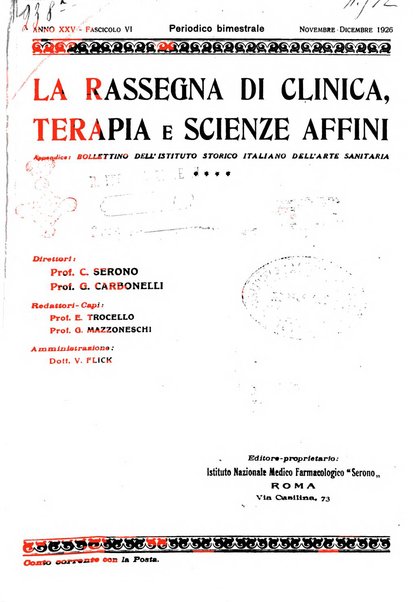 La rassegna di clinica, terapia e scienze affini