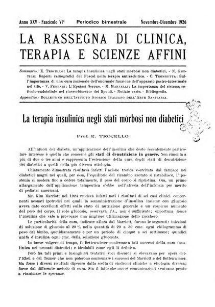 La rassegna di clinica, terapia e scienze affini