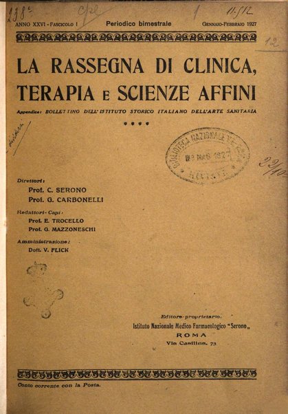 La rassegna di clinica, terapia e scienze affini