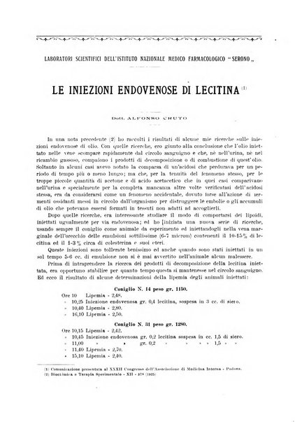 La rassegna di clinica, terapia e scienze affini