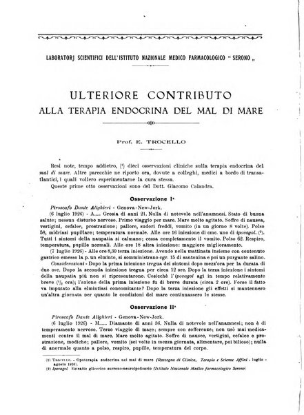 La rassegna di clinica, terapia e scienze affini