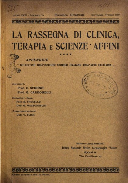 La rassegna di clinica, terapia e scienze affini