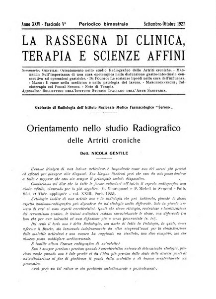 La rassegna di clinica, terapia e scienze affini