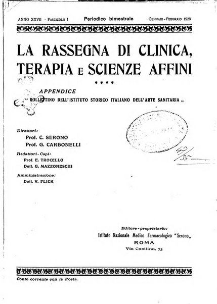 La rassegna di clinica, terapia e scienze affini