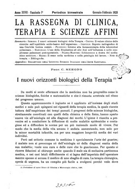 La rassegna di clinica, terapia e scienze affini