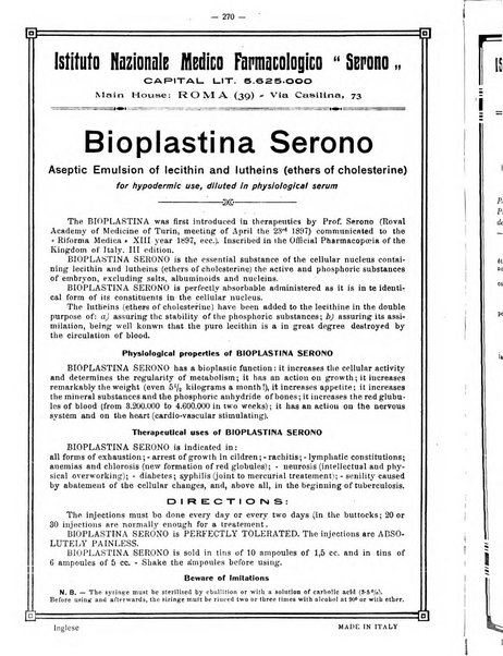 La rassegna di clinica, terapia e scienze affini