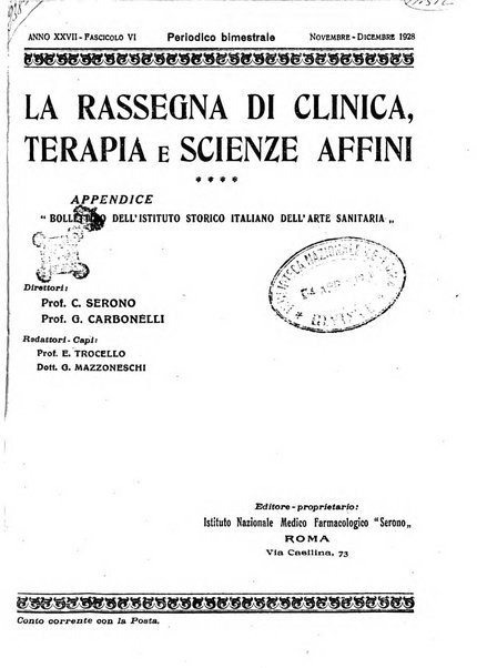 La rassegna di clinica, terapia e scienze affini