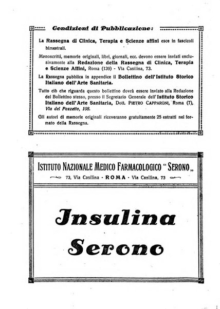 La rassegna di clinica, terapia e scienze affini