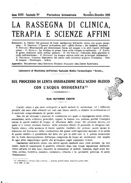 La rassegna di clinica, terapia e scienze affini